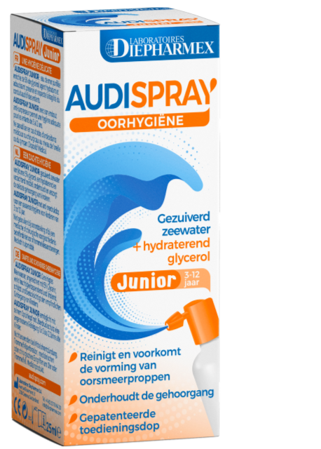 Van 3 tot 12 jaar, spray voor kinderen: bevat glycerol om kwetsbare oren te beschermen. Te gebruiken om het vormen van oorsmeerproppen te voorkomen.